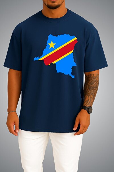 Bahriyeli Collection Oversize Democratic Republic of Congo Flag and Map Small...