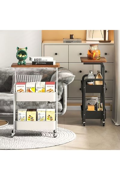 RollsTimi Universal wheel three-layer mobile storage cart, layered shelf design