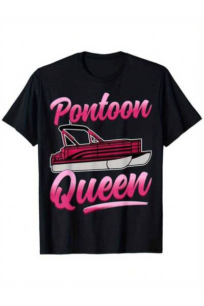 2BIR تي شيرت Queen Gift Pontoon Boating Mom للنساء والفتيات والمحبين، مناسب ل...