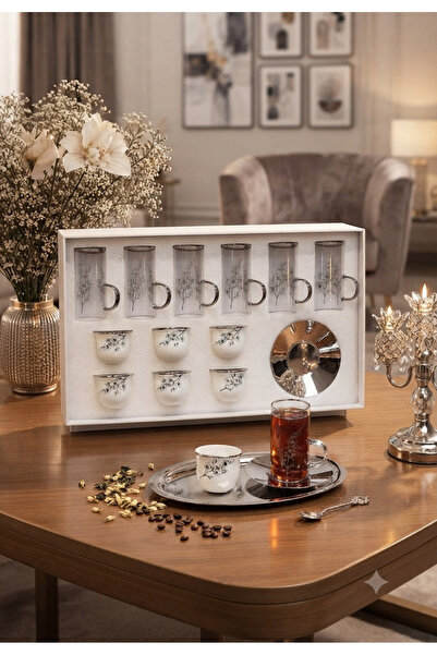 Generic Glass Tea Cups and Coffee Cups with Saucers Set Stainless Steel Desig...