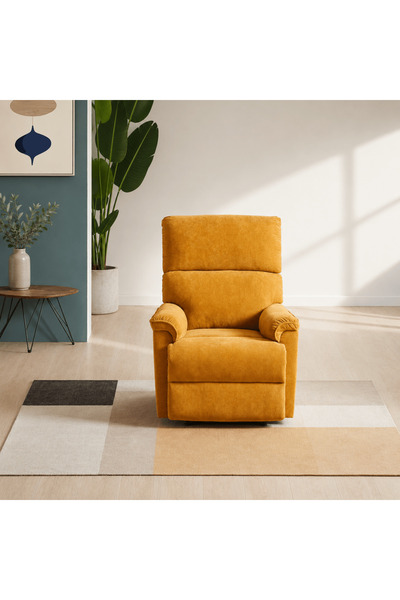 Roots Furniture كومفي جلايد - كرسي استرخاء متحرك باللون الأصفر الخردلي