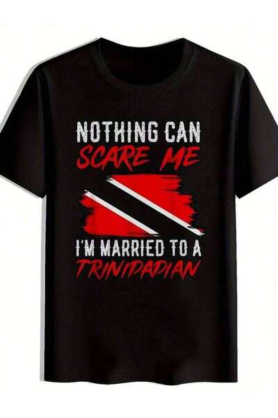 LİNA06 Men's Trinidad Trinidadian Graphic-Shirt - Red Black Print, Relaxed Fi...