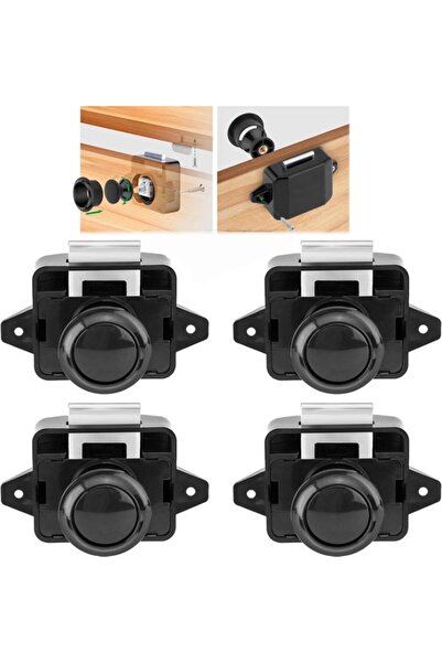 STARSTAR Push-button locks - 4-pack - Cabinet locks with push-button operatio...