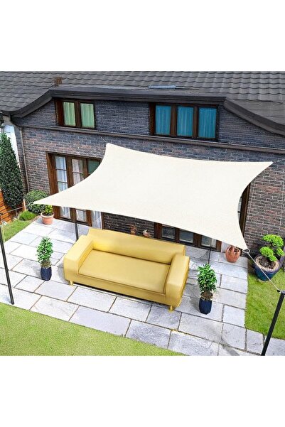 STARSTAR Shade cloth - Rectangular 4x4m Cream-coloured, Simple waterproof fab...