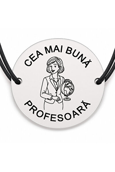 Simoshop Brățară argint 925 cu bănuț gravat doamna profesoară cu globul pămân...