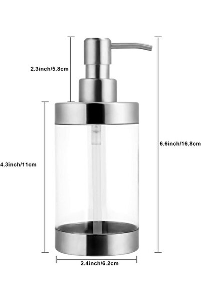 STARSTAR 300ml Stainless Steel & Acrylic Hand Soap Dispenser, Modern Refillab...