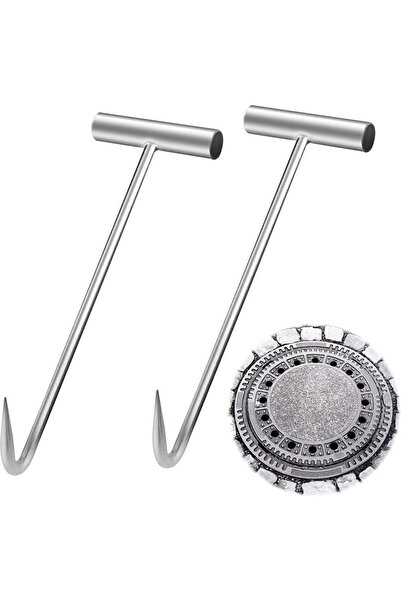 STARSTAR Two manhole cover hooks, made of stainless steel, 30 cm thick, for o...