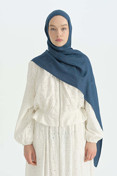 Nihan Cotton Naia Blend Natural Shawl - Petrol