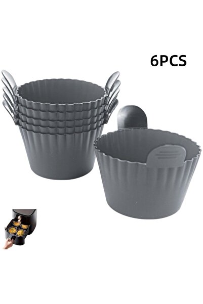 STARSTAR Grey 6-Piece Silicone Muffin Egg Baking Mold Set 7x9x5.5 cm
