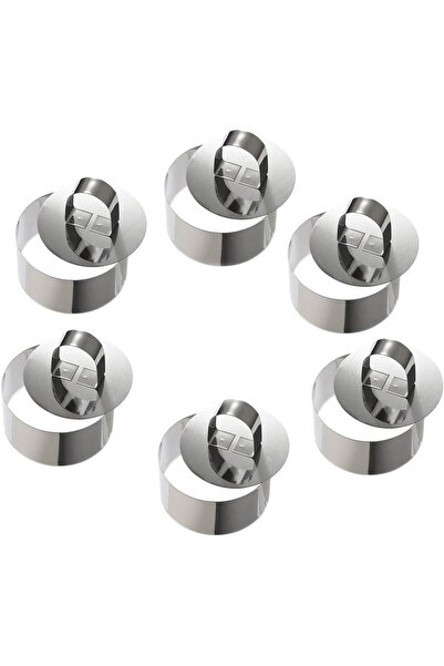 STARSTAR 6-piece set Cake Ring, 8x8x3.8cm, Silver, Stainless Steel Wheel-Shap...