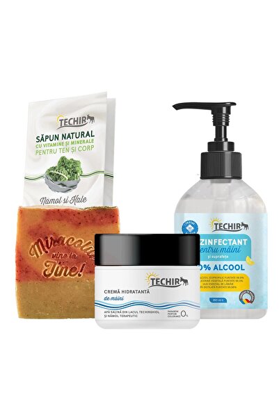 Techir SET DE DEZINFEȚIANT VIRUCIDAL 250 ML + CREMĂ + SĂPUN HIDRATANT