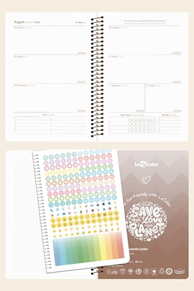 Le Color Akademik Ajanda 17x24 cm Spiralli Stickerlı Motivasyon Sayfalı