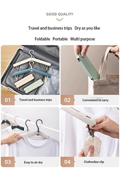 STARSTAR 4-Piece Foldable Travel Hangers – With Hidden Clips, Lightweight & P...