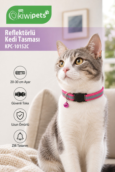 Tiny Kiwipets Kpc-10152C Reflective Cat Collar |   20–30 cm Adjustable |   Sa...