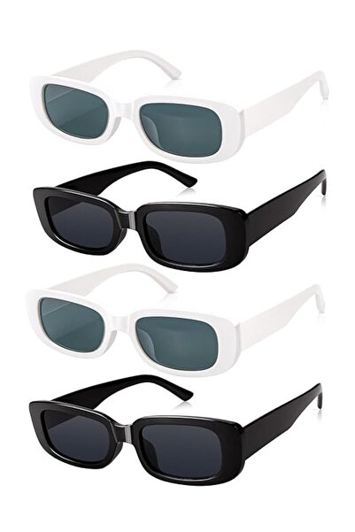 STARSTAR 4-piece retro sunglasses set, stylish rectangular colored sunglasses...