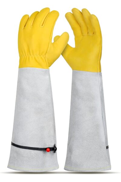 STARSTAR Women's Gardening Gloves - Adjustable Cuff Leather Elbow Long Sleeve...