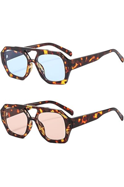 STARSTAR Two-pack leopard print sunglasses, retro sunglasses, personalized fa...