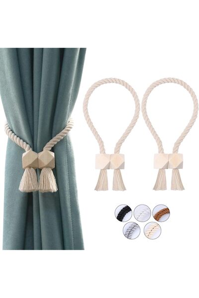 STARSTAR 2-Pack Magnetic Curtain Tiebacks, Hand-woven Cotton Curtain Tiebacks...