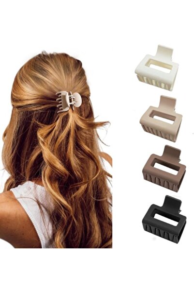 STARSTAR Matte hair clips - rectangular four-piece set - four colors, suitabl...