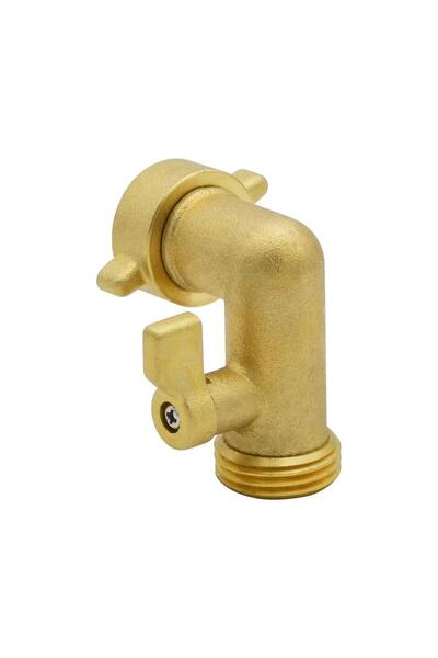 STARSTAR Heavy-duty brass shut-off valve, garden hose elbow connector, 3/4" F...