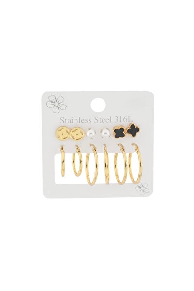 Çelik Set Küpe Gold