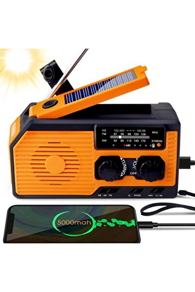 STARSTAR Emergency disaster survival radio, 5000mAh solar hand crank AM/FM/WB...