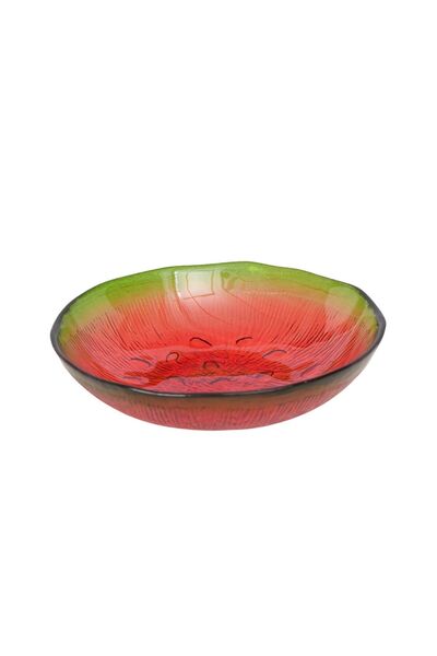 Boltze Bol de sticlă roșu/verde Ø16 cm, 200 ml, cu design pepene verde.