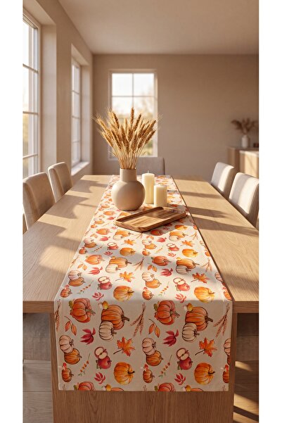 RH Rosehan Duck Fabric Honey Pumpkin Patterned Runner |   Water Repellent, St...