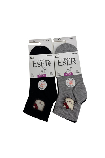 Eser Çorap 6 Pairs Women's Cotton Booties Socks Seamless Hello Kity Patterned...