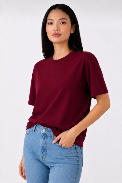 Maison La Femme تي شيرت قطني أساسي غير مطبوع