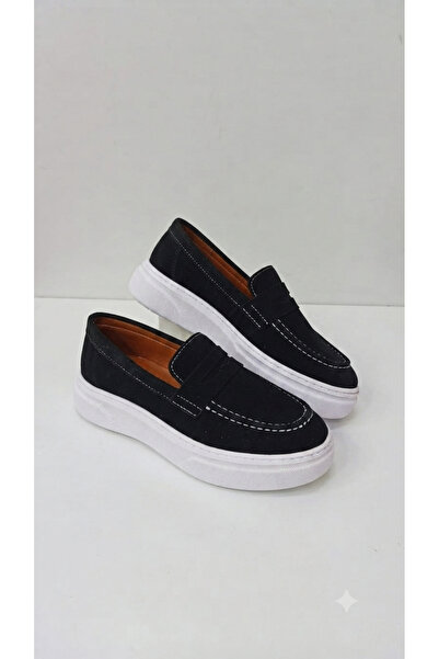 PATİK BEBE Boys' Black Suede Lightweight and Flexible Loafer Classic Shoes