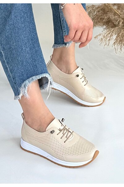 ALFA AKSESUAR 03 Tone Beige Skin Lace-Up Sneakers