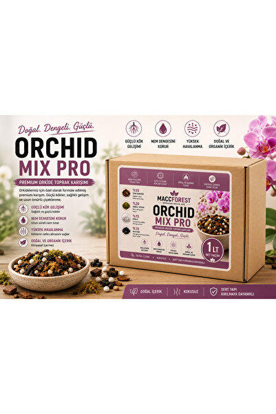 MaccForest Orchid Mix PRO 1 LT Premium Orkide Toprağı Karışımı Biocharlı Orki...