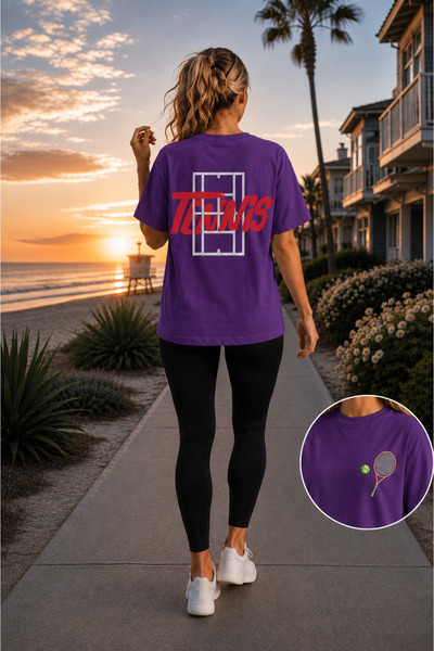 VODEXA Tricou unisex supradimensionat cu imprimeu tenis, 100% bumbac, cu tema...