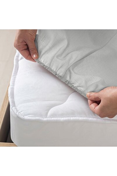 BAMI NETWORK Cearceaf bumbac gri cu elastic pentru pat 100x200cm