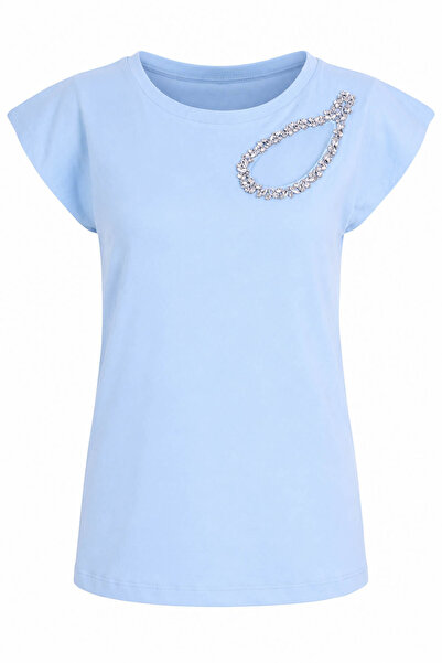 trender Podstavljena plava ženska bluza od kamena 60286066