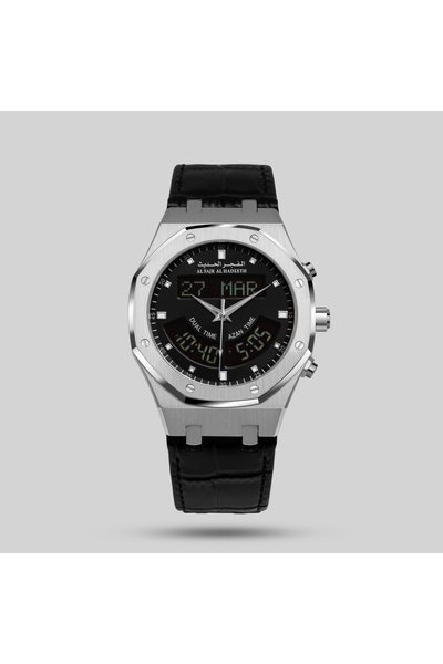 Generic Brand Modern Dawn Watch with Two Time Zones, Silver Leather Model Al3...