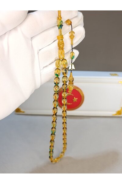 TESPİH KÖŞESİ Emi̇ne Reşvani̇ Fire Amber Prayer Beads Transparent Color