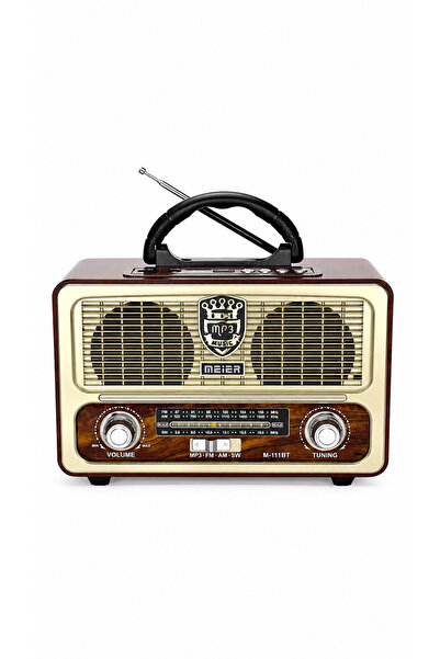 ULTRATEKNO M-111BT Nostaljik Ahşap Retro Fm Radyo Usb TF Kart Bluetooth FM/AM/SW Radyo