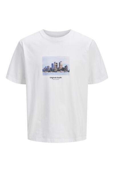 Jack & Jones Μπλούζα κοντομάνικη ανδρική "Big city" λευκή
