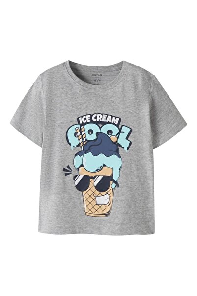 Name it Μπλούζα κοντομάνικη αγόρι "Ice cream cool" γκρι μελανζέ
