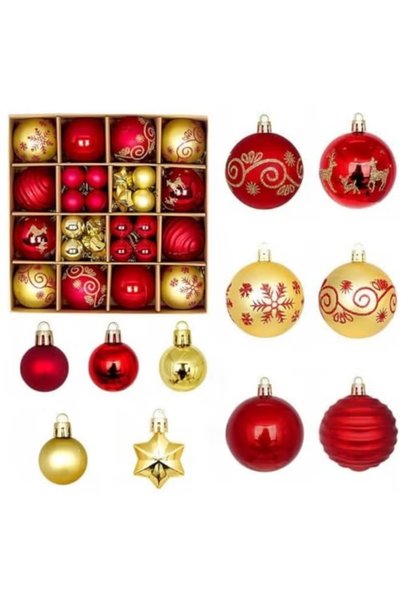 HI-FINE (ec395 Red) 44-piece Christmas Painted Ball Gift Sets, Christmas Tree...