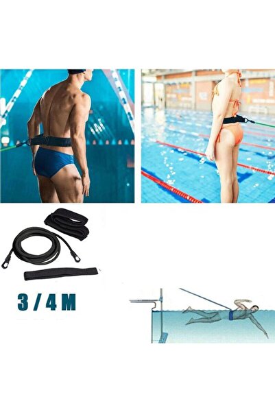 STARSTAR 4-Meter Static Swimming Elastic Tether Resistance Band (Black)
