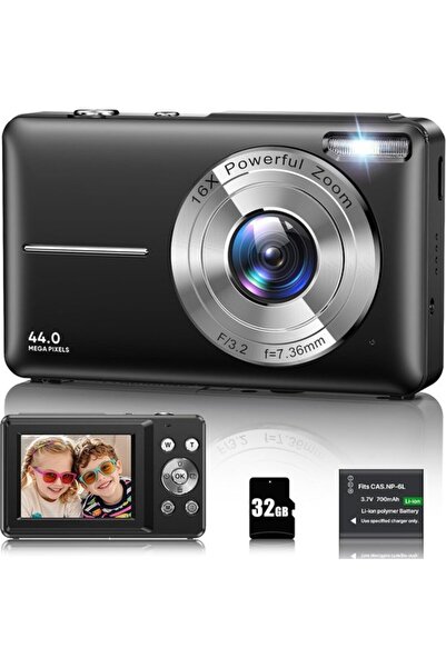 STARSTAR Suitable for Digital Camera 1080p 44MP 16X Zoom Compact Vlog 2.4" LC...