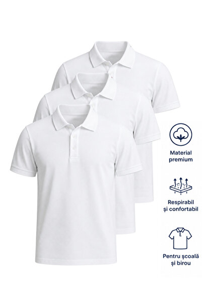 Plus Scorpion Set of 3 White Polo Shirts, %100 cotton% Breathable and Comfort...