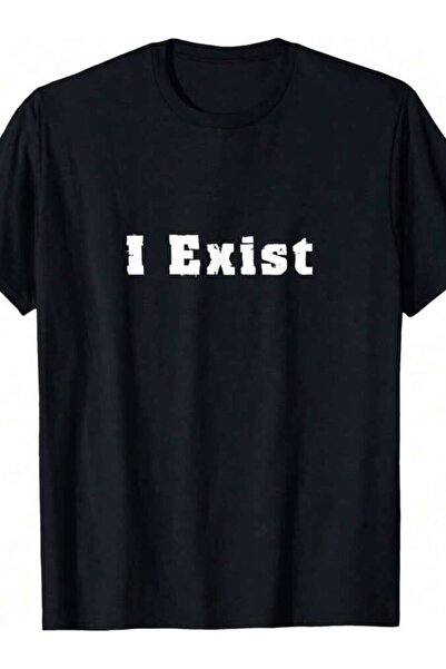 LİNA06 تي شيرت I Exist-Shirt بتصميم عبارة فلسوفية تحفيزية