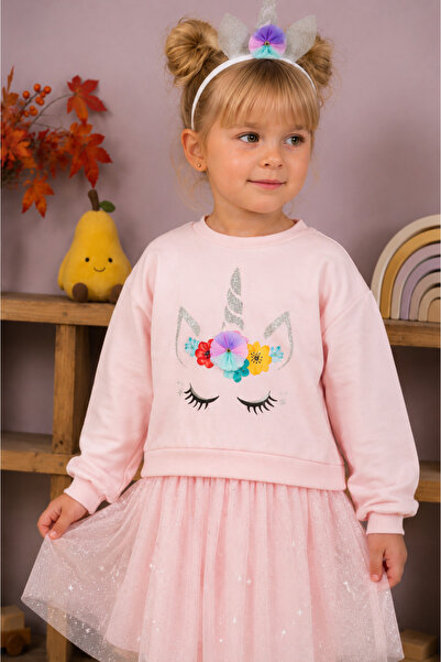 Eray Kids Момичешка рокля от тюл с брокат и щампа на еднорог, за 3-6 години