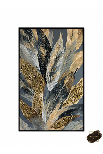 Genel Markalar Mevida Home Altın Tüyler 110x70 cm Epoksi ve Taş Dekoratif Duv...