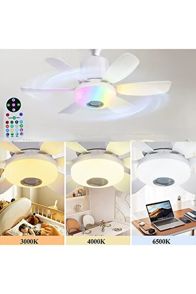 Generic Brand Ventilator plafon LED RGB Bluetooth 2000lm, 3 viteze, 7 culori,...