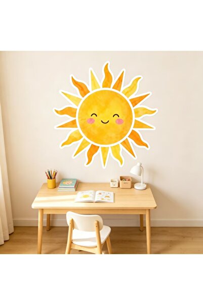 Generic Brand Cute Smiling Sun Wall Sticker, Watercolor Sunshine Wall Decal f...